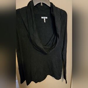 Metro Draped Black Long Sleeve Blouse